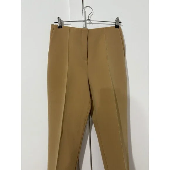 Diane von Furstenberg Women High Rise Pleated Straight Slacks Camel S4 Heavy Wtg - Picture 2 of 16